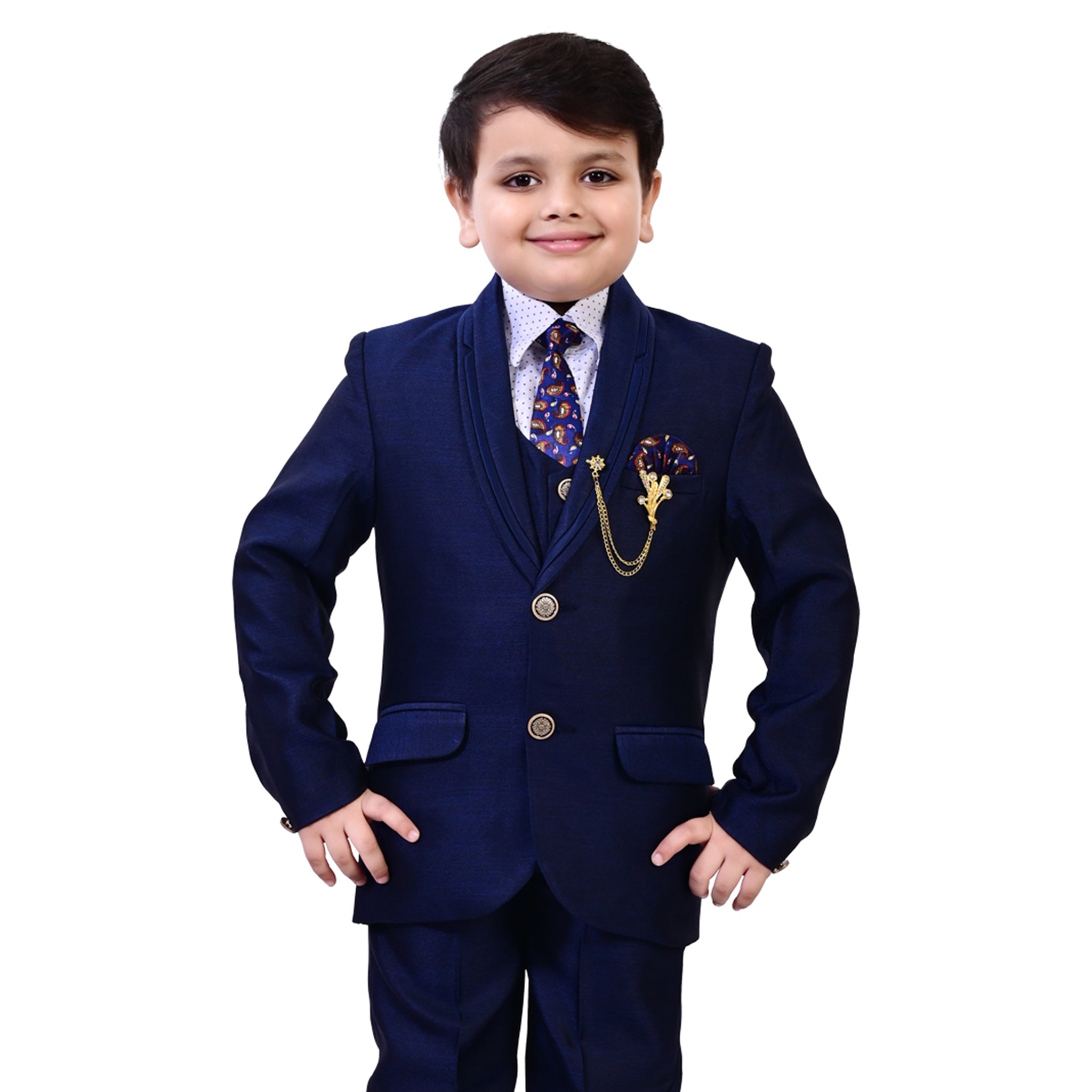 Navy Blue Blazer For Boys Boys Kids Cotton Blend Piece Coat Pant